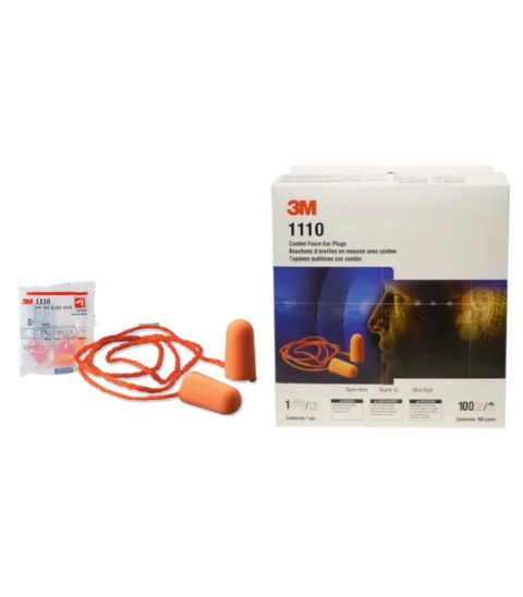 3M 1110 Corded Disposable Foam Earplugs